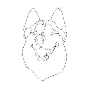 Happy Husky Line Art T-Shirt