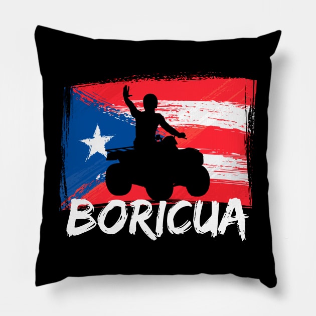 Puerto Rican Four Wheeler Boricua ATV Pillow by PuertoRicoShirts