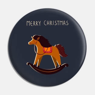 Christmas Rocking Horse Illustration Pin