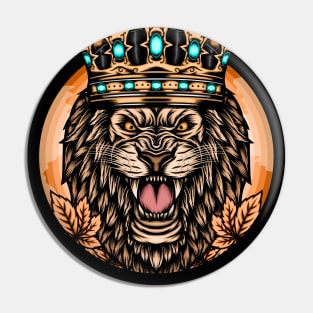 Roaring lion with crown Pin