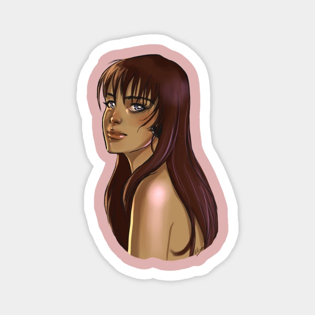 Brunette portrait Magnet by Hoshimem