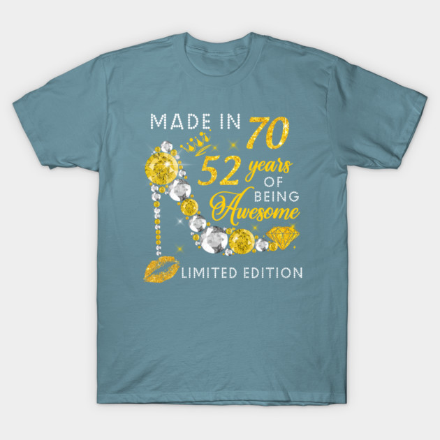 Discover Made In 1970 Limited Edition 52 Years Of Being Awesome Jewelry Gold Sparkle - Made In 1970 - T-Shirt