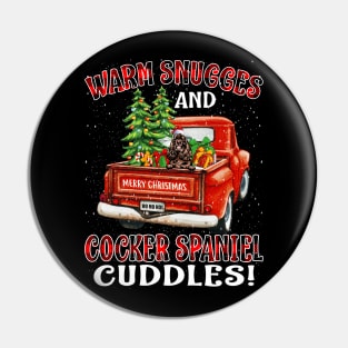 Warm Snuggles And Cocker Spaniel Cuddles Ugly Christmas Sweater Pin