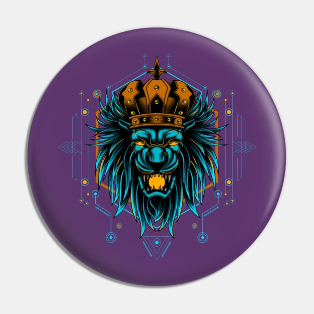 lion head crown Pin by Mako Design 