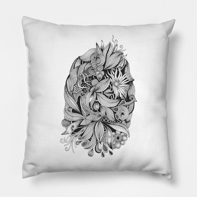 Nature Doodle Pillow by Squidoodle