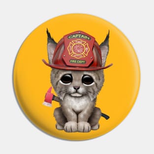 Cute Lynx Cub Firefighter Pin