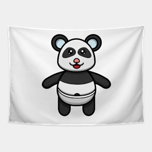 Sticker and Label Of Cute Baby Panda Character Tapestry