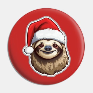 Christmas Sloth Wearing Santa Hat Pin