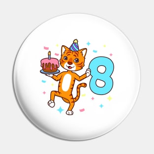 I am 8 with tiger - boy birthday 8 years old Pin