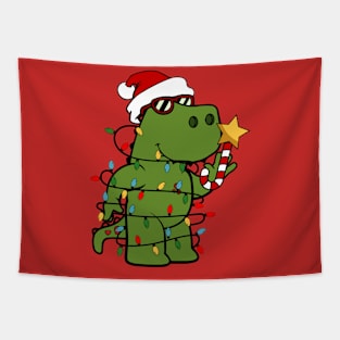 Funny T-Rex Christmas tree dinosaur lover Xmas gift gift Tapestry