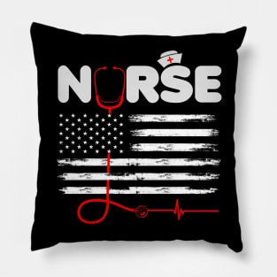 Patriotic Nurse American Flag 4th of July Pillow