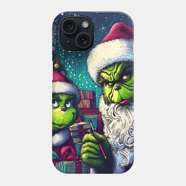 Whimsical Holidays: Grinch-Inspired Artwork and Festive Delights Phone Case by insaneLEDP