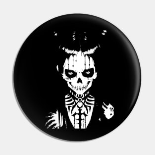 Sinister looking girl in black and white art Pin