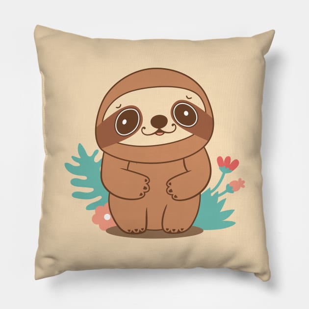 Cute Sloth Pillow by JS Arts