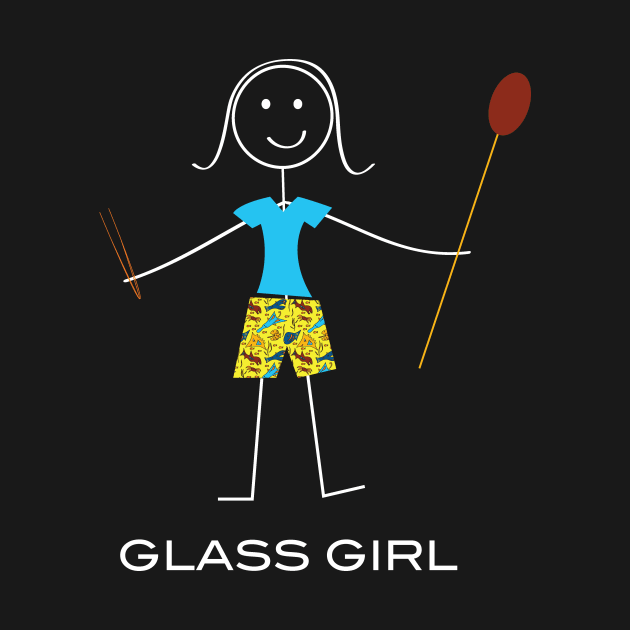 Funny Women Glassblowing Illustrated Glass Girl Stick Figure by whyitsme