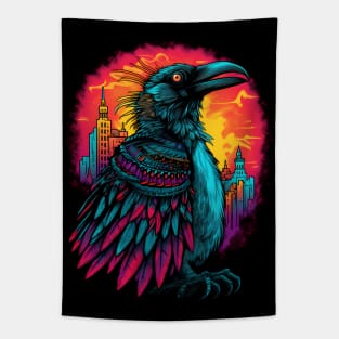 Psychedelic DMT Art Crow Portrait Tapestry