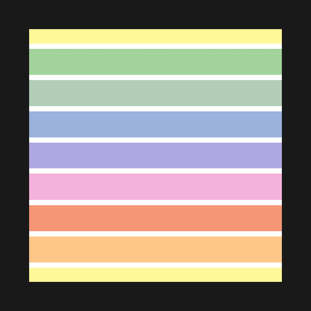 Vintage white and bright pastel rainbow stripes - horizontal by bettyretro