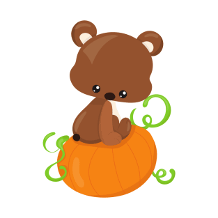 Thanksgiving Bear, Cute Bear, Little Bear, Pumpkin T-Shirt