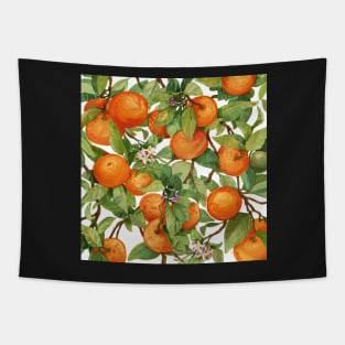 Watercolor orange branch with leaves Tapestry