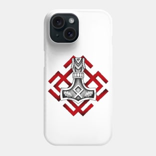 Thors hammer with rune ornament Phone Case