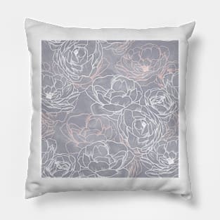 Carnation Outline Pattern in Neutral Blue Pillow