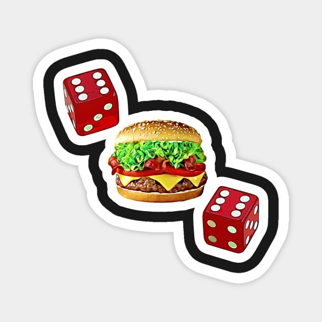 Funny Cheeseburger and Pair of Dice Song Spoof Magnet by BubbleMench