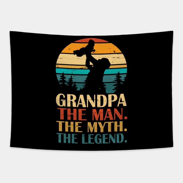 Grandpa The Man The Myth The Legend Happy Father Parent Day Summer Holidays Vintage Retro Tapestry by DainaMotteut