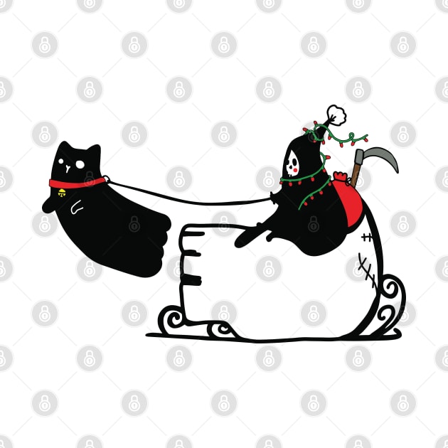 Grim Reaper and Ghost Cat at Christmas by StephersMc