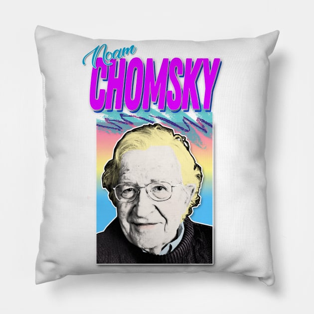 Noam Chomsky Retro 80s Styled Design Pillow by DankFutura