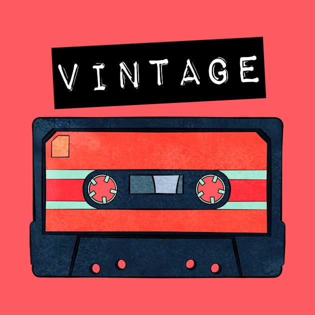 Vintage - Red Cassette by Art by Angele G