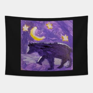 Purple Bear acrylic painting by Tabitha Kremesec Tapestry