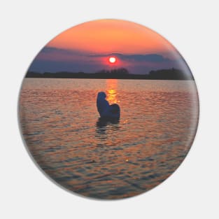 Silhouette of a Swan in the Middle of a Lake Pin