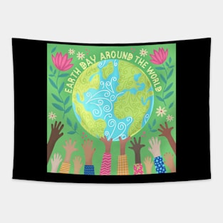 EARTH DAY AROUND THE WORLD (GREEN) Tapestry