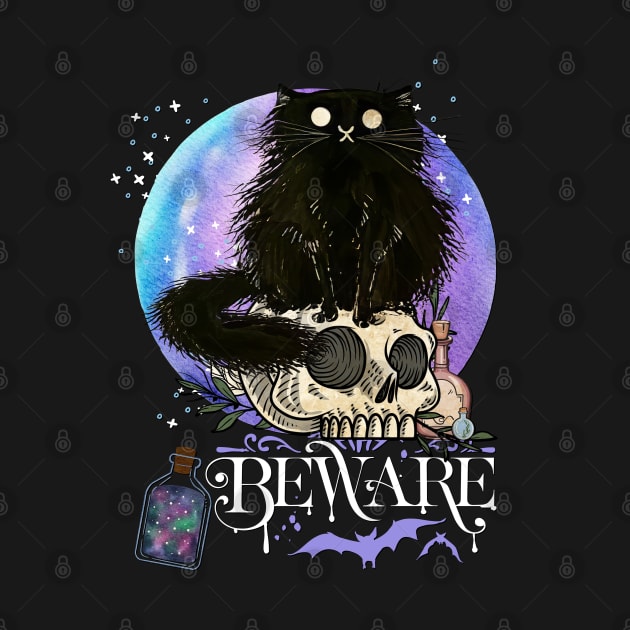 Black cat Magic Witch Tarot cards Beware potion witchy Witchcraft astrology Halloween by BoogieCreates