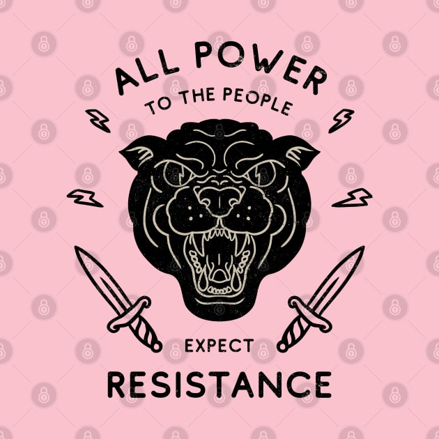 Black Panther - All Power to the People - Expect Resistance | Black Owned BLM Black Lives Matter | Original Art Pillowcase | Tattoo Style Logo by anycolordesigns