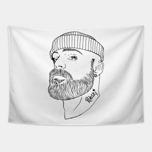 Beanie Boy Black Lines Tapestry