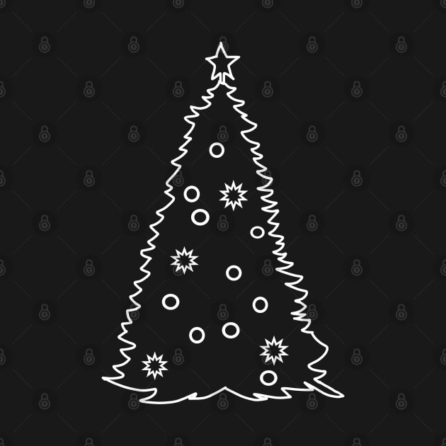 Minimal White Line Christmas Tree Graphic by ellenhenryart