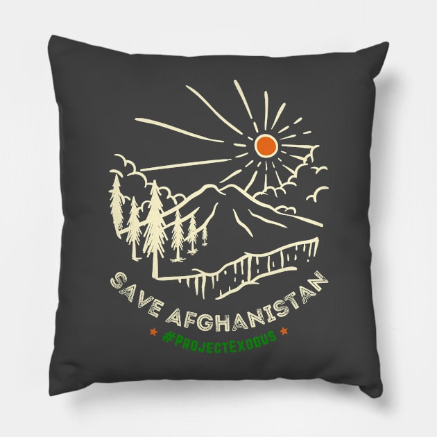 Save Afghanistan (back design, dark background) Pillow by Pro Exodus Relief 