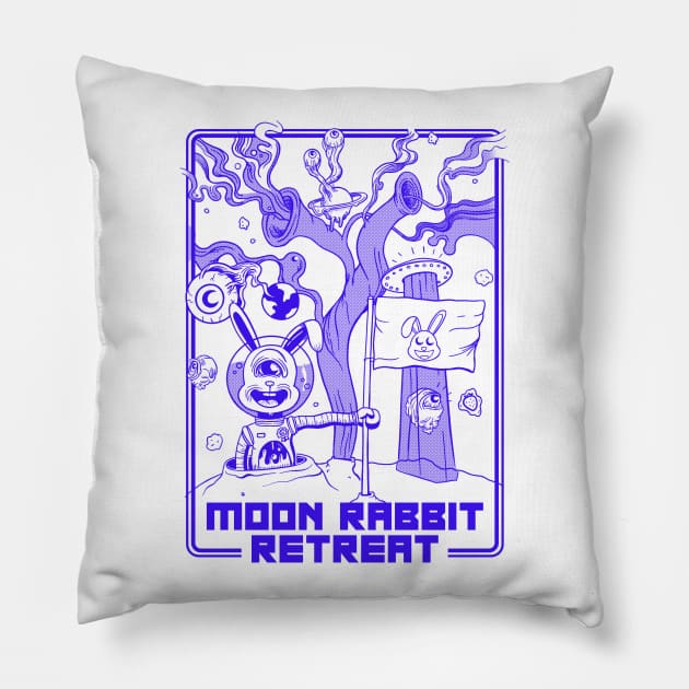 Moon Rabbit Retreat Pillow by lbergerdesign