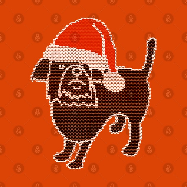 Knitted Dog in Christmas Santa Hat by ellenhenryart