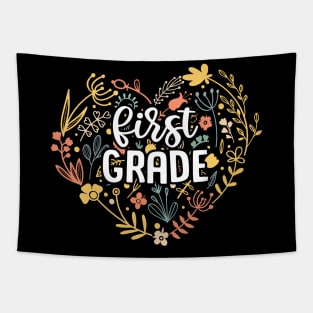 First Grade Floral Heart Back To School Tapestry