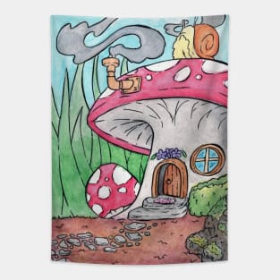 Mushroom House Tapestry