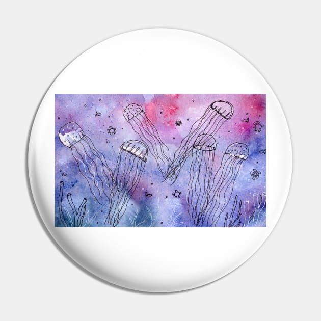 Whimsical Jellyfish Pin by Sandraartist