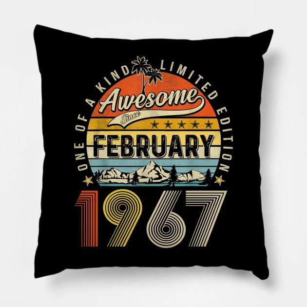 Awesome Since February 1967 Vintage 56th Birthday Pillow by louismcfarland