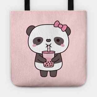 Cute Girl Panda Drinking Bubble Milk Tea Tote