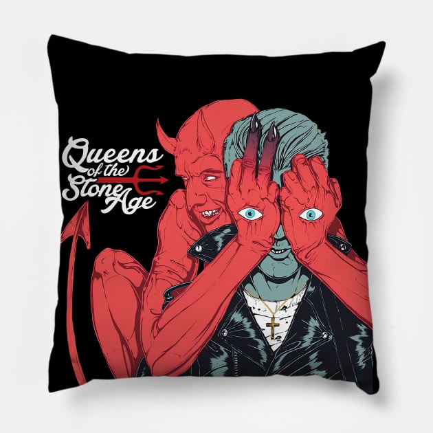Queens Of The Stone Age Band Pillow by Powder.Saga art