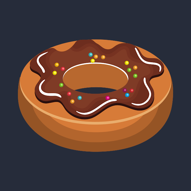 Chocolate Donut with Rainbow Sprinkles by InkyArt