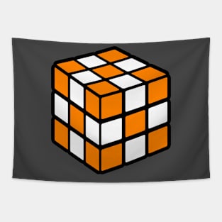 Orange And White Rubik's - Checkerboard Tapestry