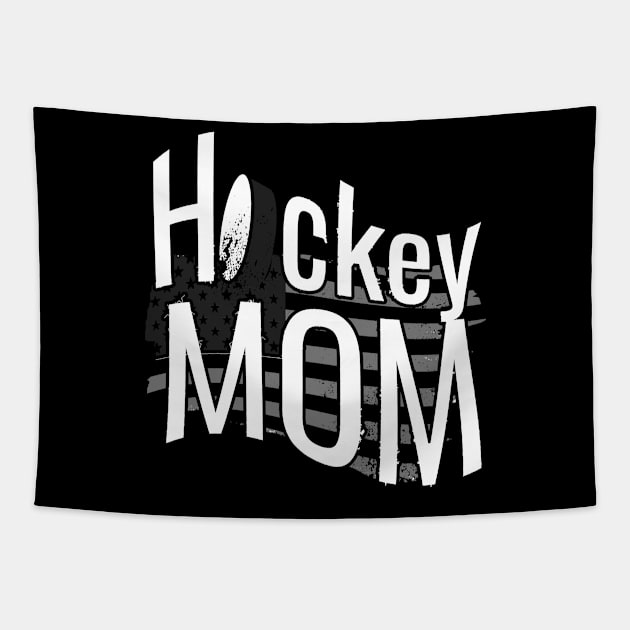 American Hockey Mom in White and Black Tapestry by M Dee Signs