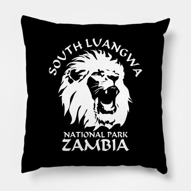 Roaring Lion Face - South Luangwa Pillow by TMBTM